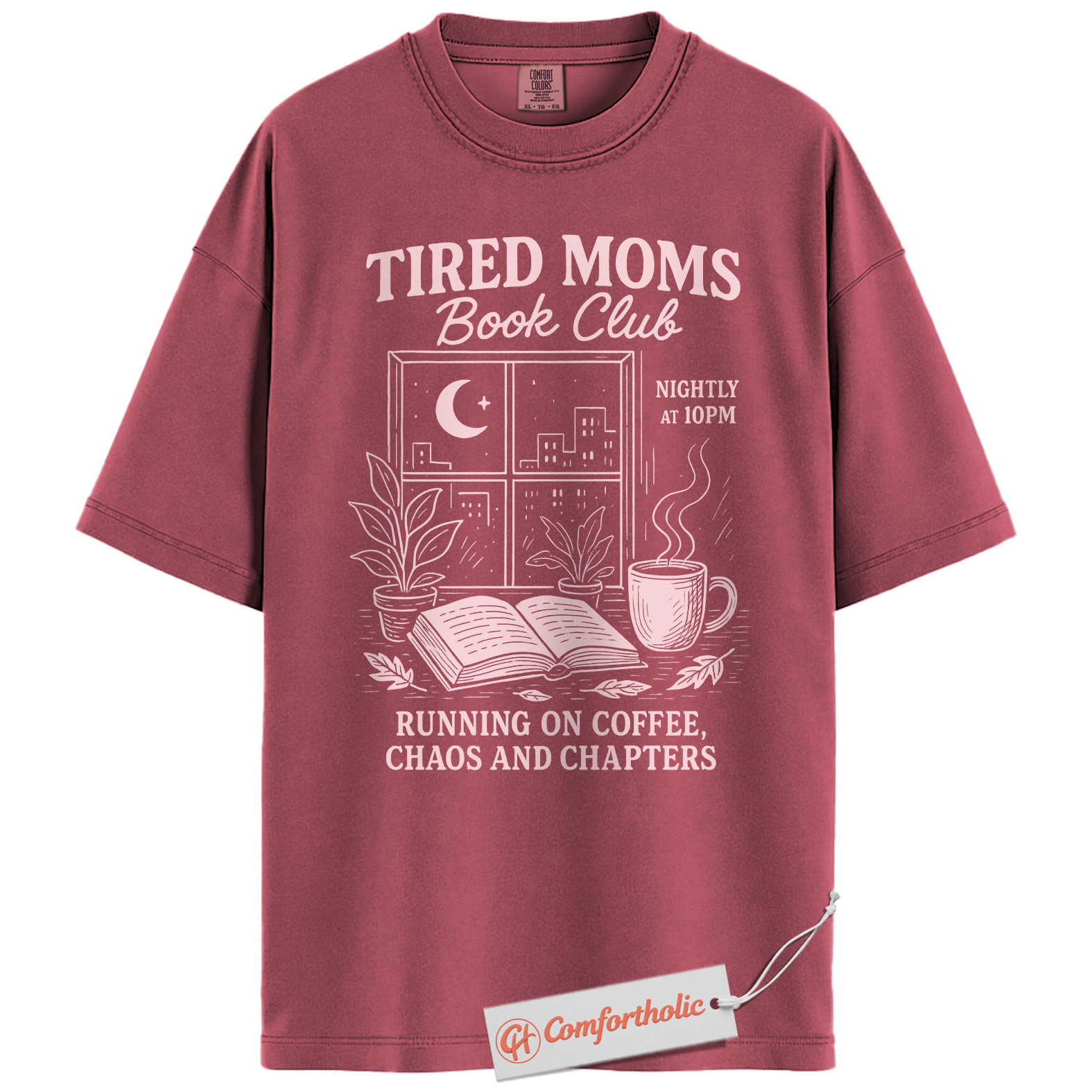 Tired Moms Book Club Shirt, Funny Coffee and Chaos Shirt, Night Owl Reading Mom Shirt, Book Lover Gift for Mothers, Comfort Colors Shirt - Image 18