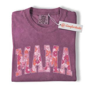 Floral Mama Shirt, Retro Flower Print Mom Shirt, Vintage Aesthetic Mother's Day Gift, Comfort Colors Tee