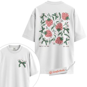 Alternative view of Fruit of the Spirit Shirt, Galatians 5:22 Bible Verse Shirt, Christian Strawberry Shirt, Faith-Based Shirt, Cute Scripture Shirt, Comfort Colors Tee 2-Sided
