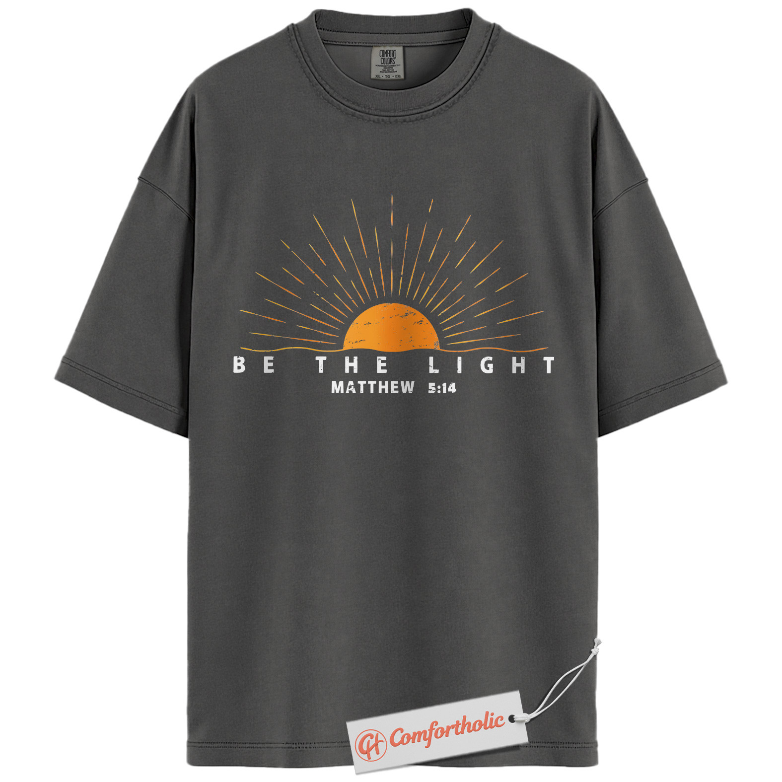 Be the Light Shirt, Matthew 5:14 Bible Verse Shirt, Christian Sunburst Shirt, Inspirational Faith-Based Shirt, Jesus Comfort Colors T-Shirt - Image 3