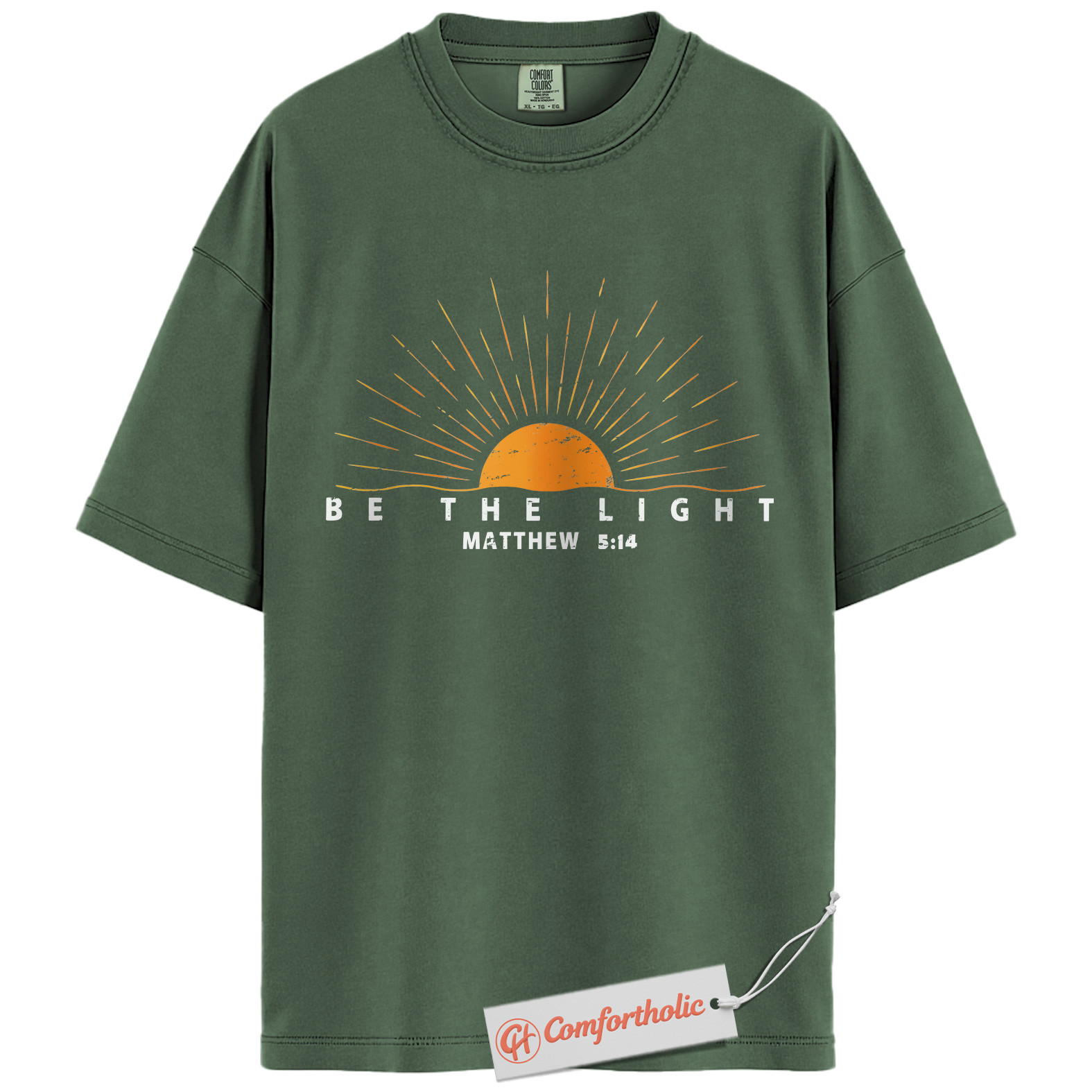 Be the Light Shirt, Matthew 5:14 Bible Verse Shirt, Christian Sunburst Shirt, Inspirational Faith-Based Shirt, Jesus Comfort Colors T-Shirt - Image 5