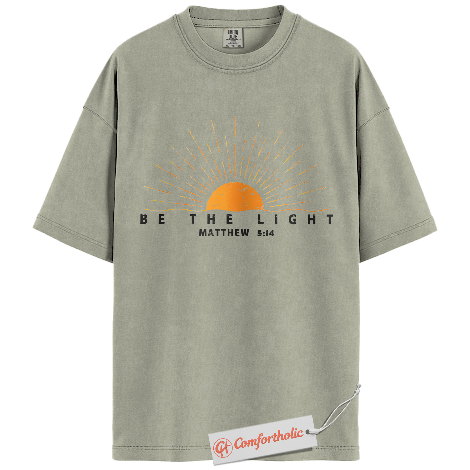 Be the Light Shirt, Matthew 5:14 Bible Verse Shirt, Christian Sunburst Shirt, Inspirational Faith-Based Shirt, Jesus Comfort Colors T-Shirt - Image 6