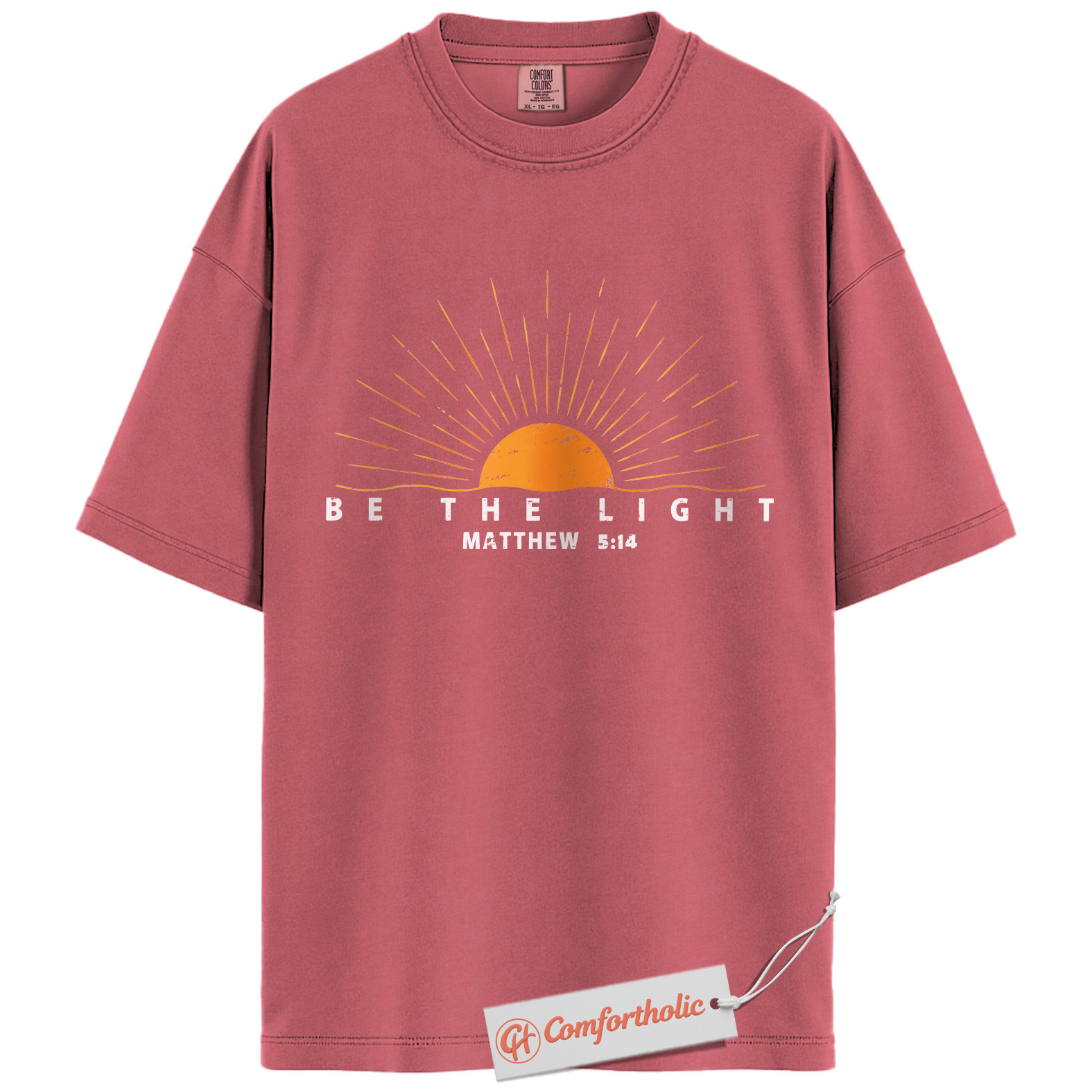 Be the Light Shirt, Matthew 5:14 Bible Verse Shirt, Christian Sunburst Shirt, Inspirational Faith-Based Shirt, Jesus Comfort Colors T-Shirt - Image 8