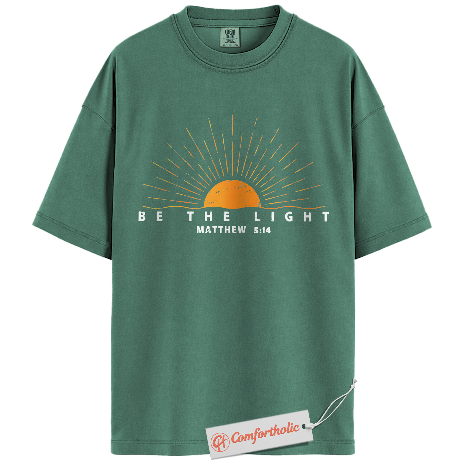 Be the Light Shirt, Matthew 5:14 Bible Verse Shirt, Christian Sunburst Shirt, Inspirational Faith-Based Shirt, Jesus Comfort Colors T-Shirt - Image 9