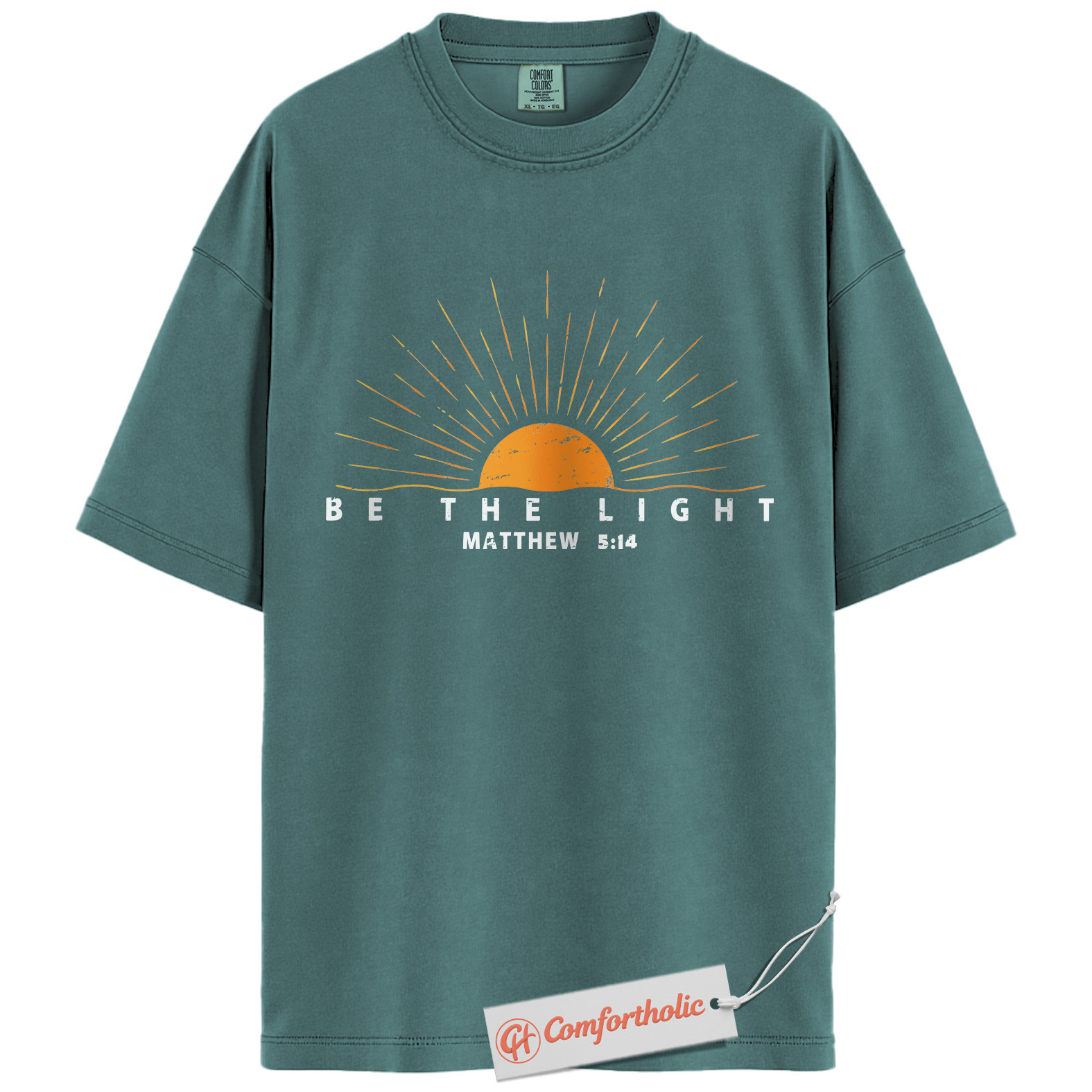 Be the Light Shirt, Matthew 5:14 Bible Verse Shirt, Christian Sunburst Shirt, Inspirational Faith-Based Shirt, Jesus Comfort Colors T-Shirt - Image 10