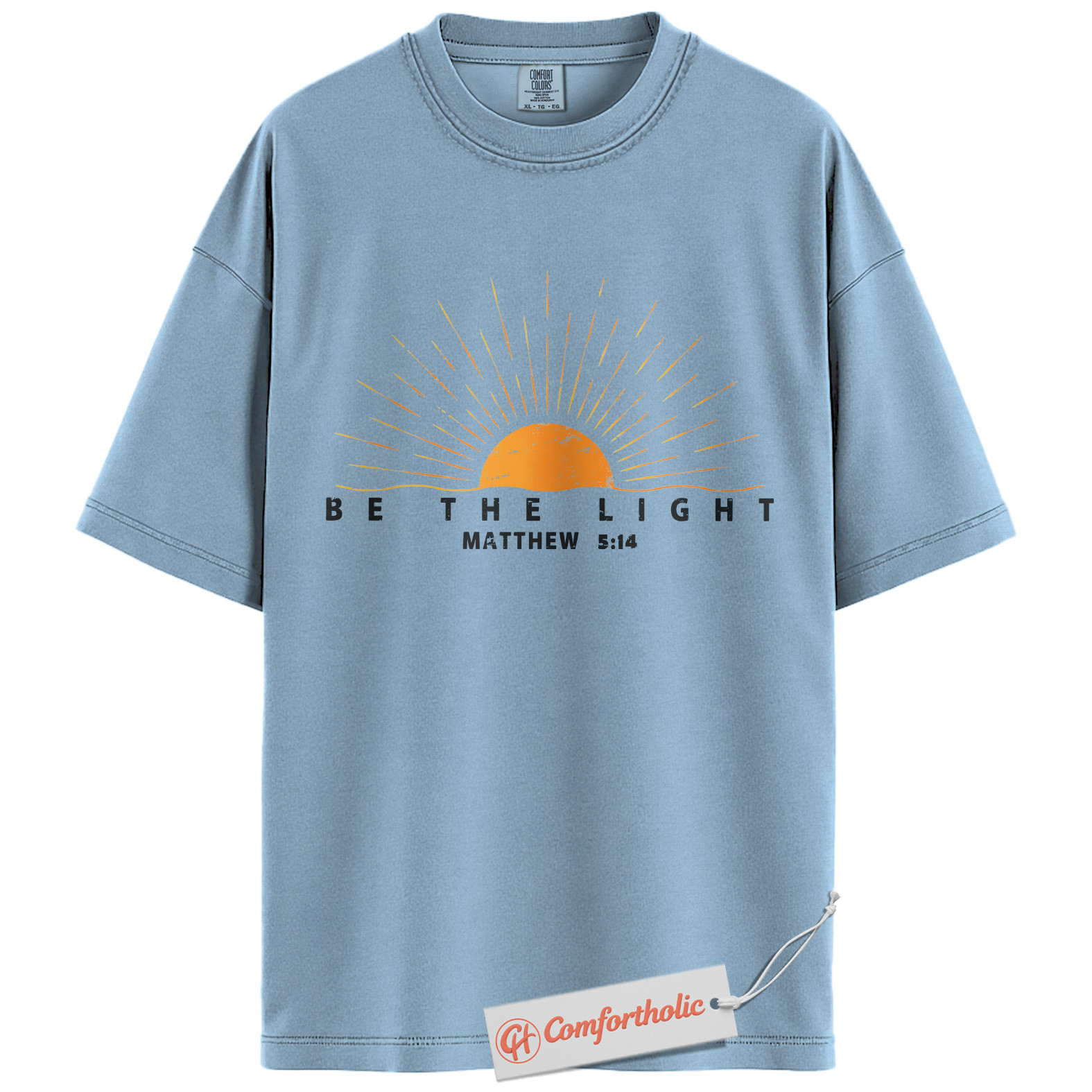 Be the Light Shirt, Matthew 5:14 Bible Verse Shirt, Christian Sunburst Shirt, Inspirational Faith-Based Shirt, Jesus Comfort Colors T-Shirt - Image 12