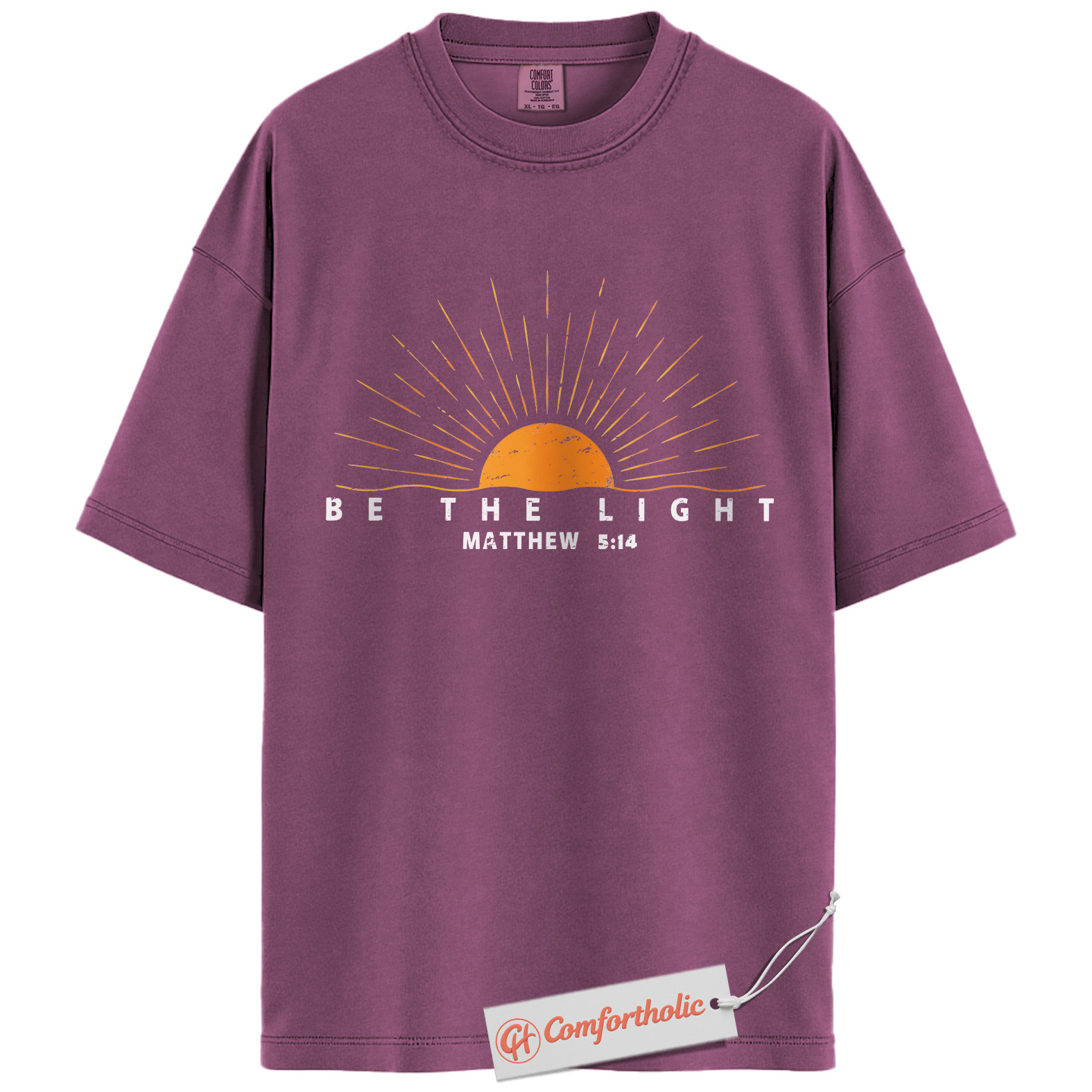 Be the Light Shirt, Matthew 5:14 Bible Verse Shirt, Christian Sunburst Shirt, Inspirational Faith-Based Shirt, Jesus Comfort Colors T-Shirt - Image 13