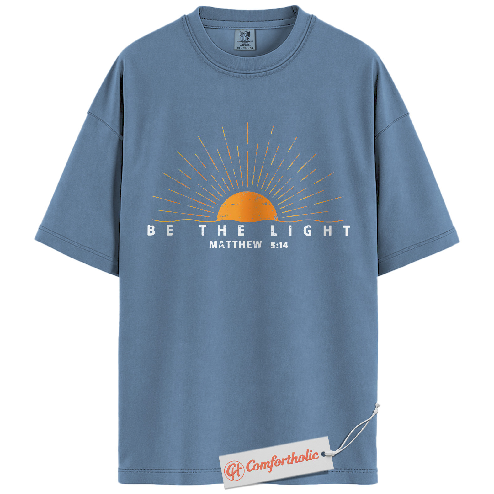 Be the Light Shirt, Matthew 5:14 Bible Verse Shirt, Christian Sunburst Shirt, Inspirational Faith-Based Shirt, Jesus Comfort Colors T-Shirt - Image 15
