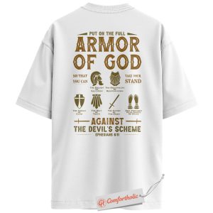 Alternative view of Armor of God Shirt, Ephesians 6:11 Bible Verse Shirt, Christian Shirt, Spiritual Warfare Faith Shirt, Religious Comfort Colors Back Print Shirt