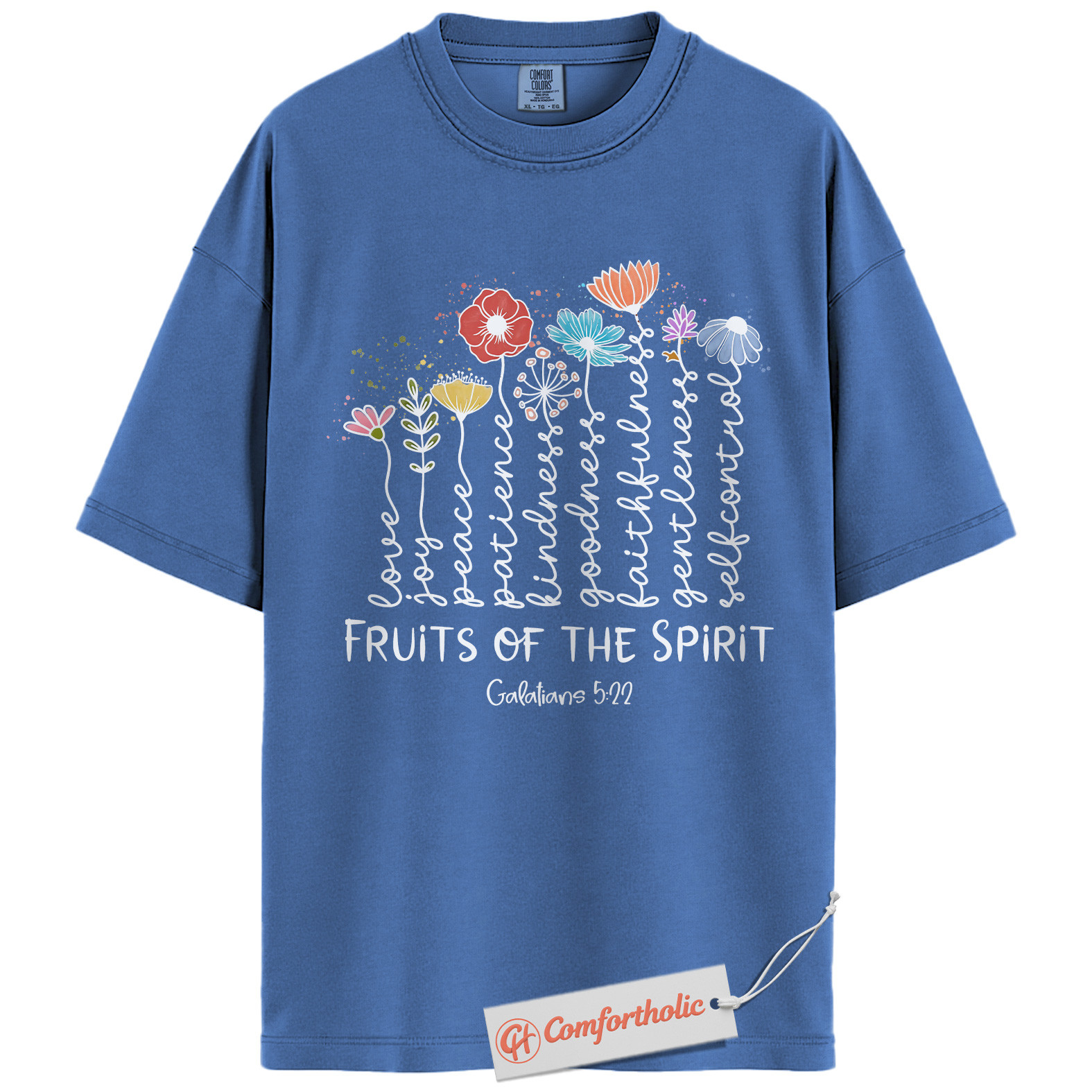 Fruits of the Spirit Shirt, Galatians 5:22 Bible Verse Shirt, Christian Shirt, Floral Faith Shirt, Inspirational Comfort Colors T-Shirt - Image 12
