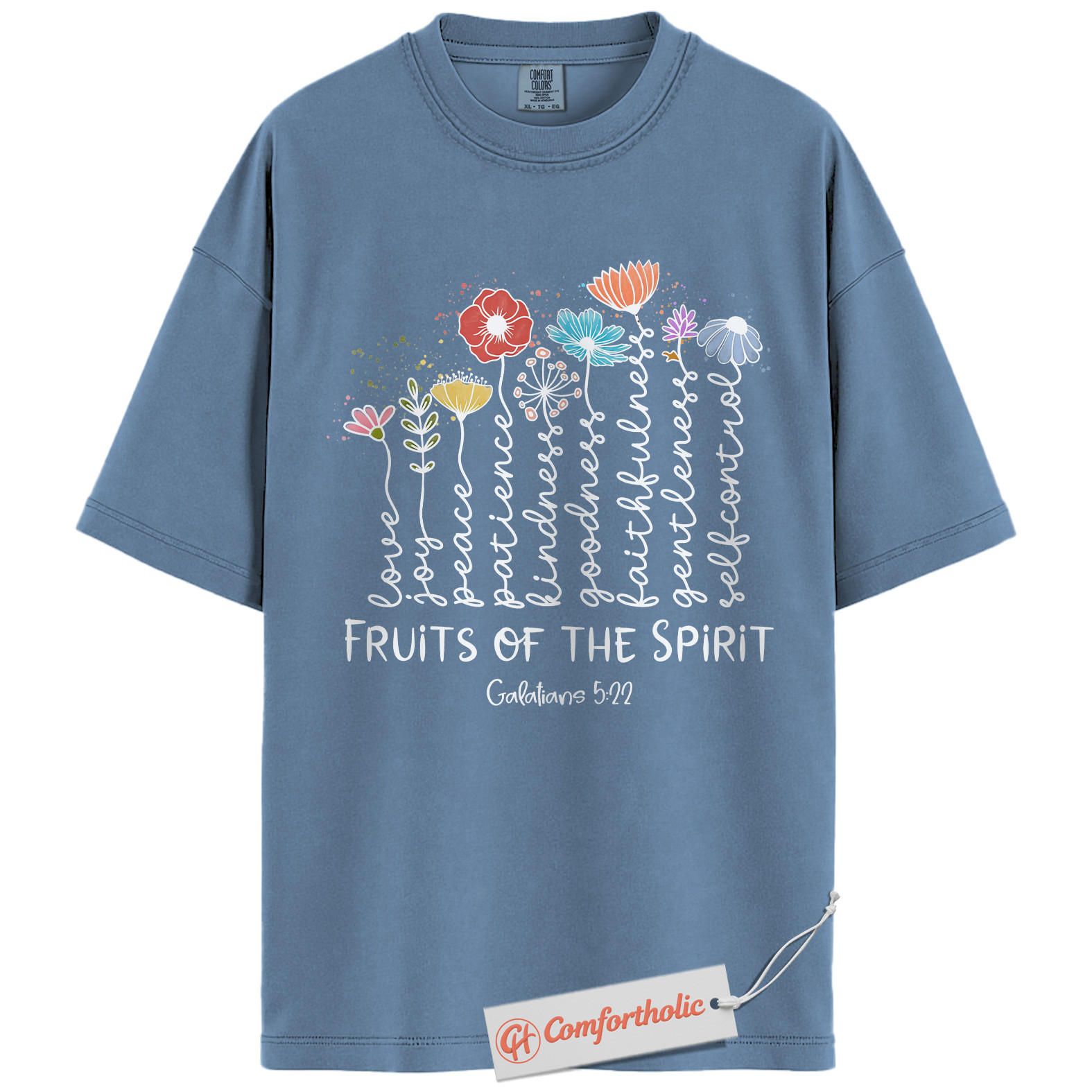 Fruits of the Spirit Shirt, Galatians 5:22 Bible Verse Shirt, Christian Shirt, Floral Faith Shirt, Inspirational Comfort Colors T-Shirt - Image 17