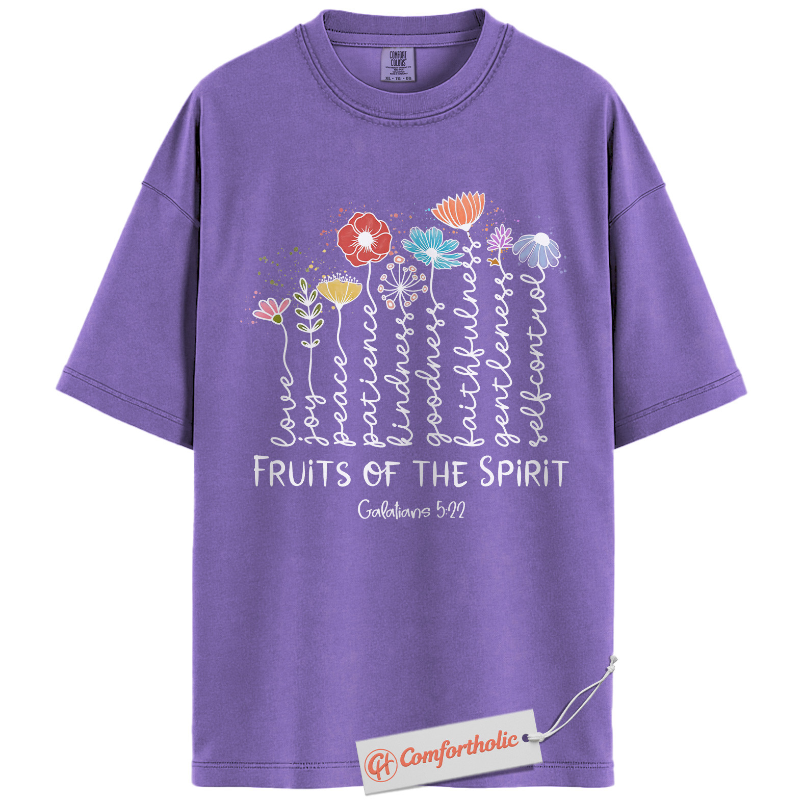 Fruits of the Spirit Shirt, Galatians 5:22 Bible Verse Shirt, Christian Shirt, Floral Faith Shirt, Inspirational Comfort Colors T-Shirt - Image 20