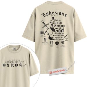Armor of God Shirt, Ephesians 6:10-17 Bible Verse Shirt, Christian Shirt, Warrior Faith Shirt, Spiritual Battle Comfort Colors Shirt 2-Sided