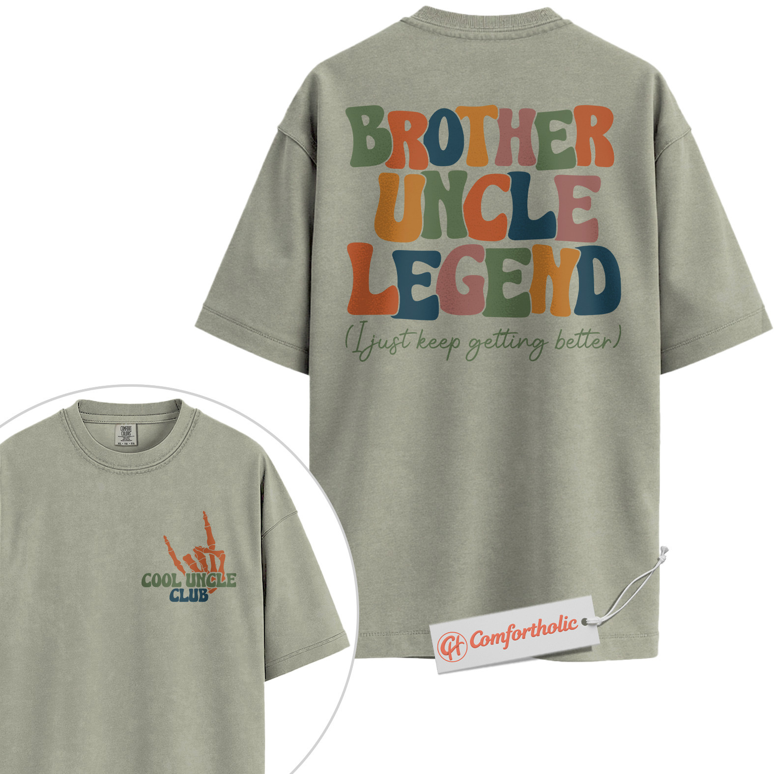 Brother Uncle Legend Shirt, Cool Uncle Club Shirt, Retro Family Shirt, Fun Gift for Uncles, Comfort Colors Shirt 2-Sided - Image 6