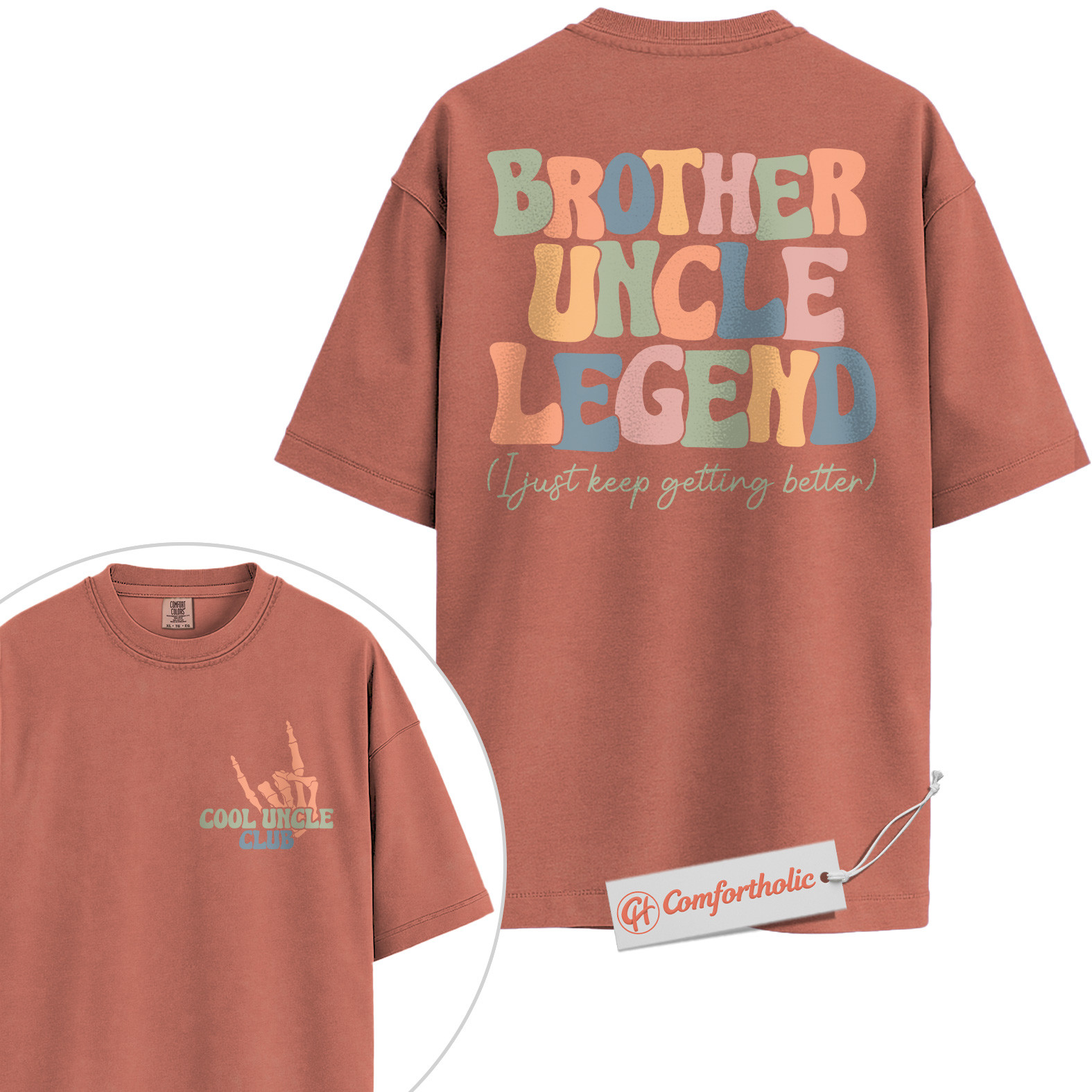 Brother Uncle Legend Shirt, Cool Uncle Club Shirt, Retro Family Shirt, Fun Gift for Uncles, Comfort Colors Shirt 2-Sided - Image 7