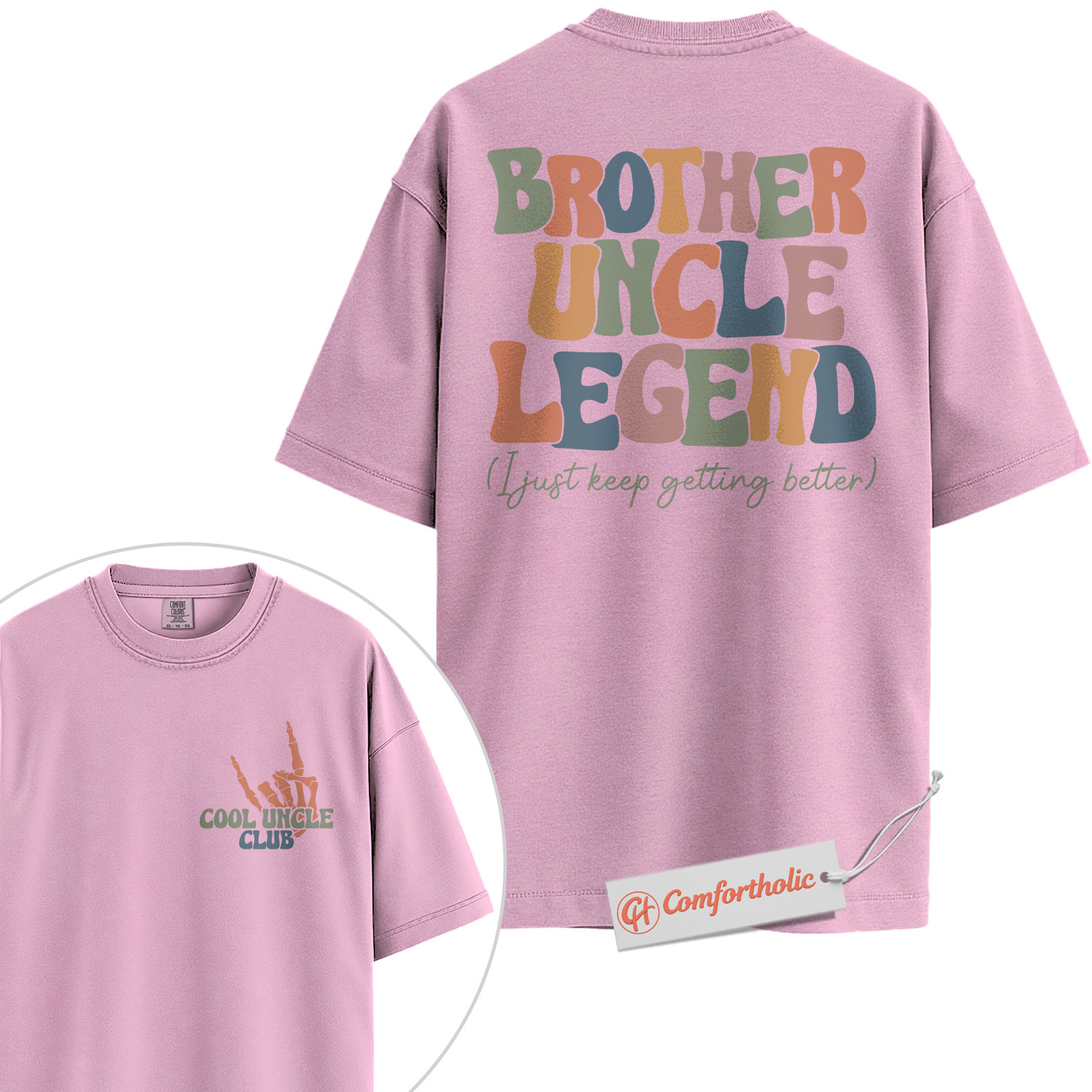 Brother Uncle Legend Shirt, Cool Uncle Club Shirt, Retro Family Shirt, Fun Gift for Uncles, Comfort Colors Shirt 2-Sided - Image 8