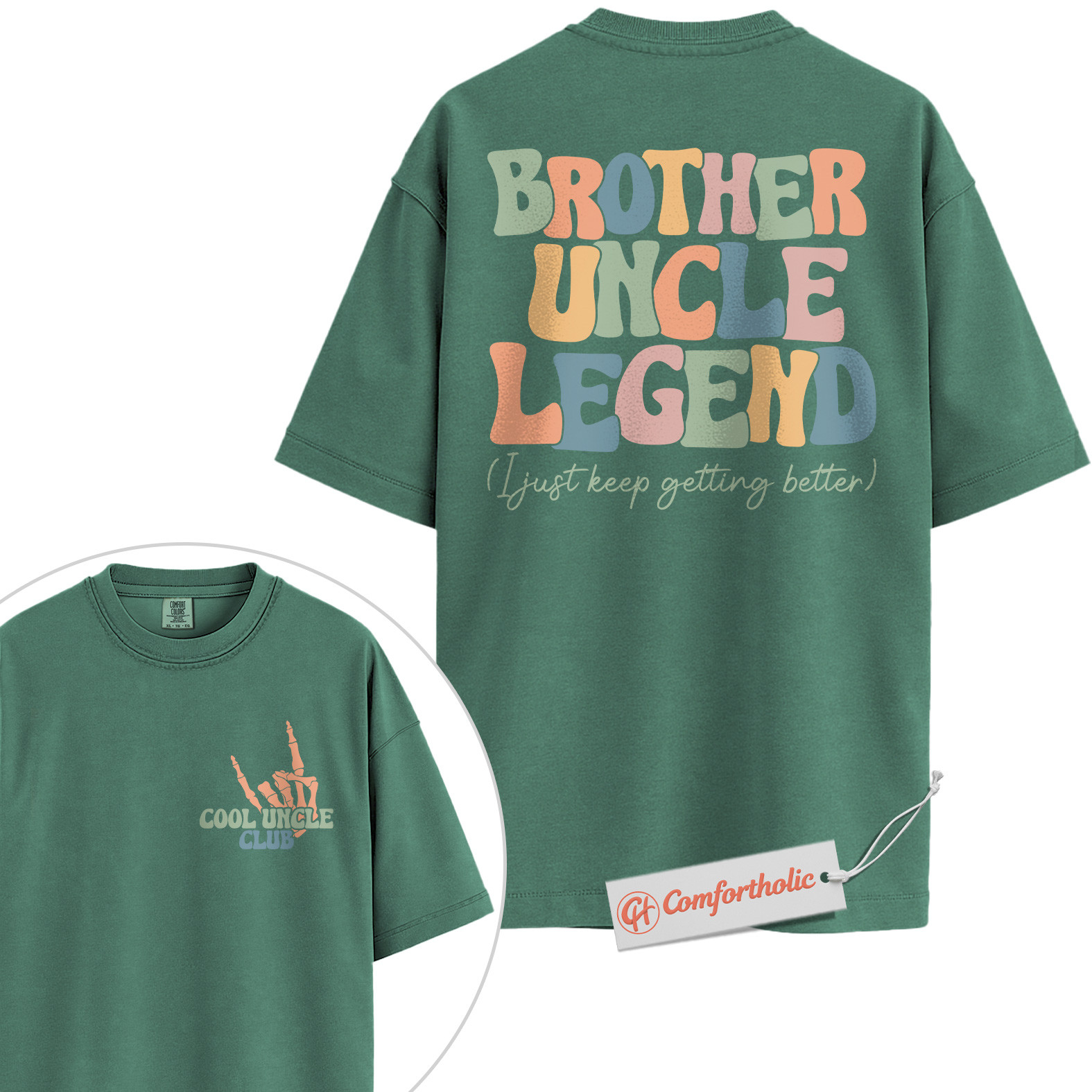 Brother Uncle Legend Shirt, Cool Uncle Club Shirt, Retro Family Shirt, Fun Gift for Uncles, Comfort Colors Shirt 2-Sided - Image 10