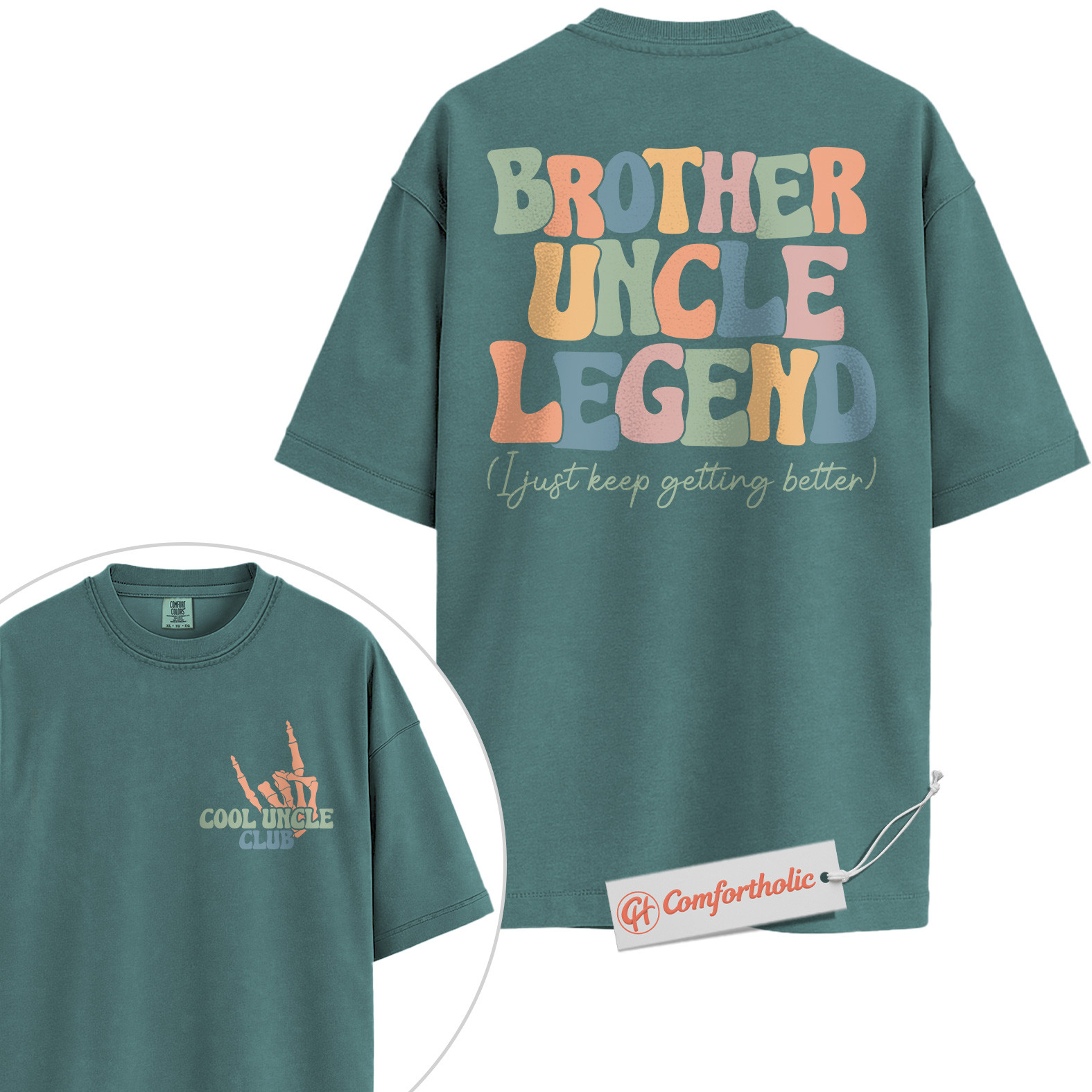 Brother Uncle Legend Shirt, Cool Uncle Club Shirt, Retro Family Shirt, Fun Gift for Uncles, Comfort Colors Shirt 2-Sided - Image 11