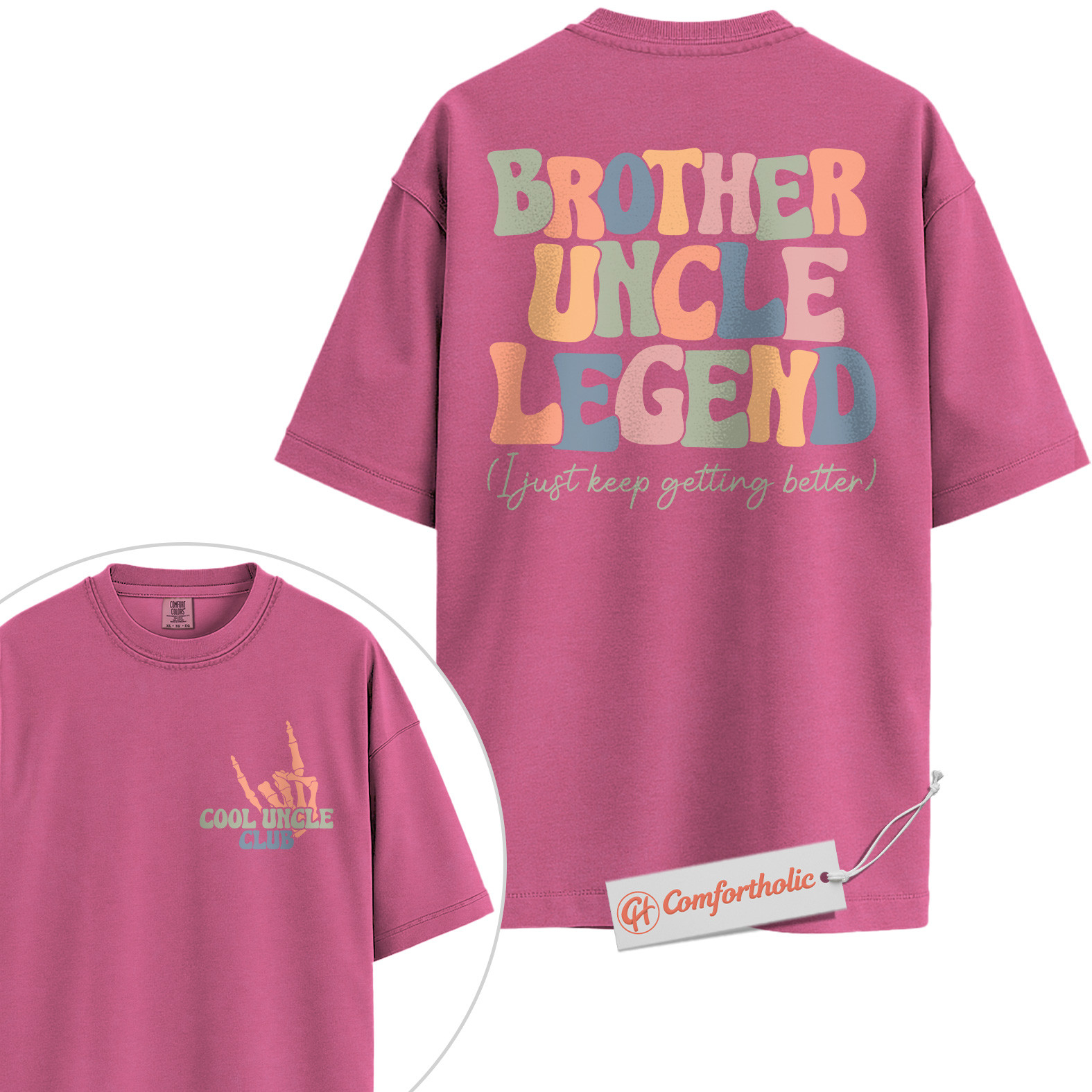 Brother Uncle Legend Shirt, Cool Uncle Club Shirt, Retro Family Shirt, Fun Gift for Uncles, Comfort Colors Shirt 2-Sided - Image 16
