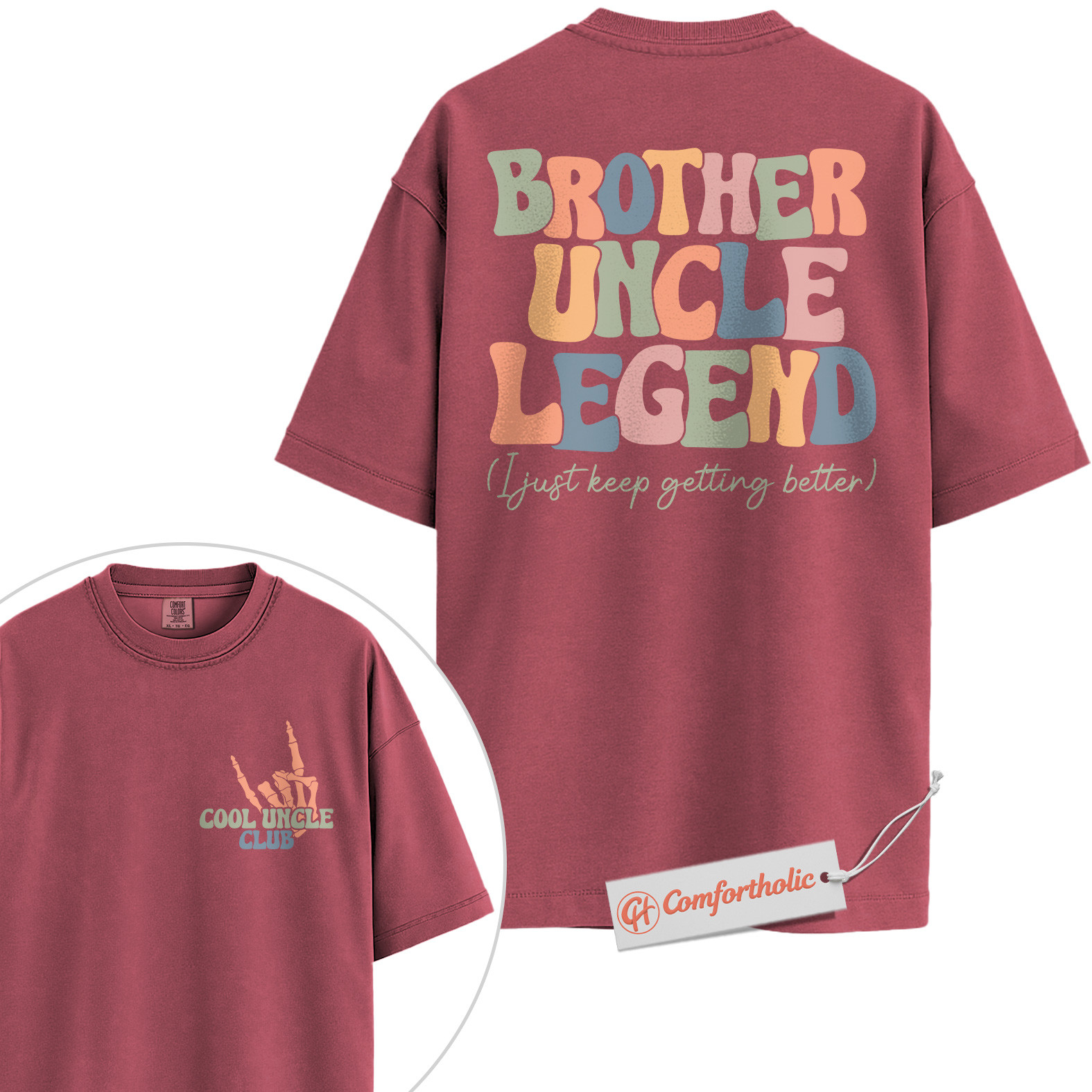 Brother Uncle Legend Shirt, Cool Uncle Club Shirt, Retro Family Shirt, Fun Gift for Uncles, Comfort Colors Shirt 2-Sided - Image 18
