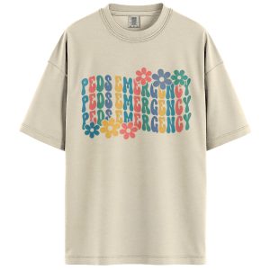 Peds Emergency Shirt, Pediatric Nurse T-Shirt, Retro Floral ER Graphic Tee, Colorful Hospital Staff Comfort Colors Shirt