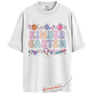 Alternative view of Kindergarten Teacher Shirt, Cute Back to School T-Shirt, Colorful Preschool Graphic Tee, Education Comfort Colors Shirt