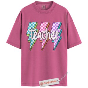 Teacher Shirt, Colorful Lightning Bolt Graphic Tee, Trendy Back to School T-Shirt, Education Comfort Colors Shirt