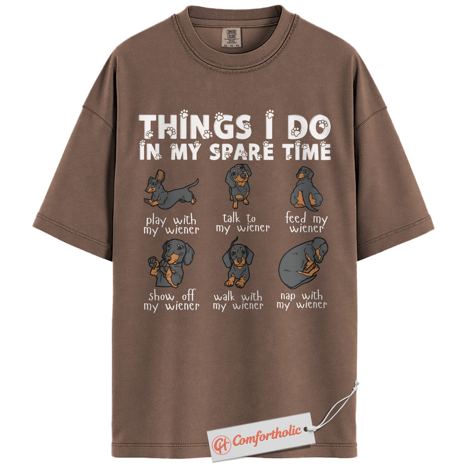 Dachshund Lover Shirt, Funny Wiener Dog T-Shirt, Things I Do in My Spare Time Tee, Cute Pet Humor Comfort Colors Shirt - Image 19