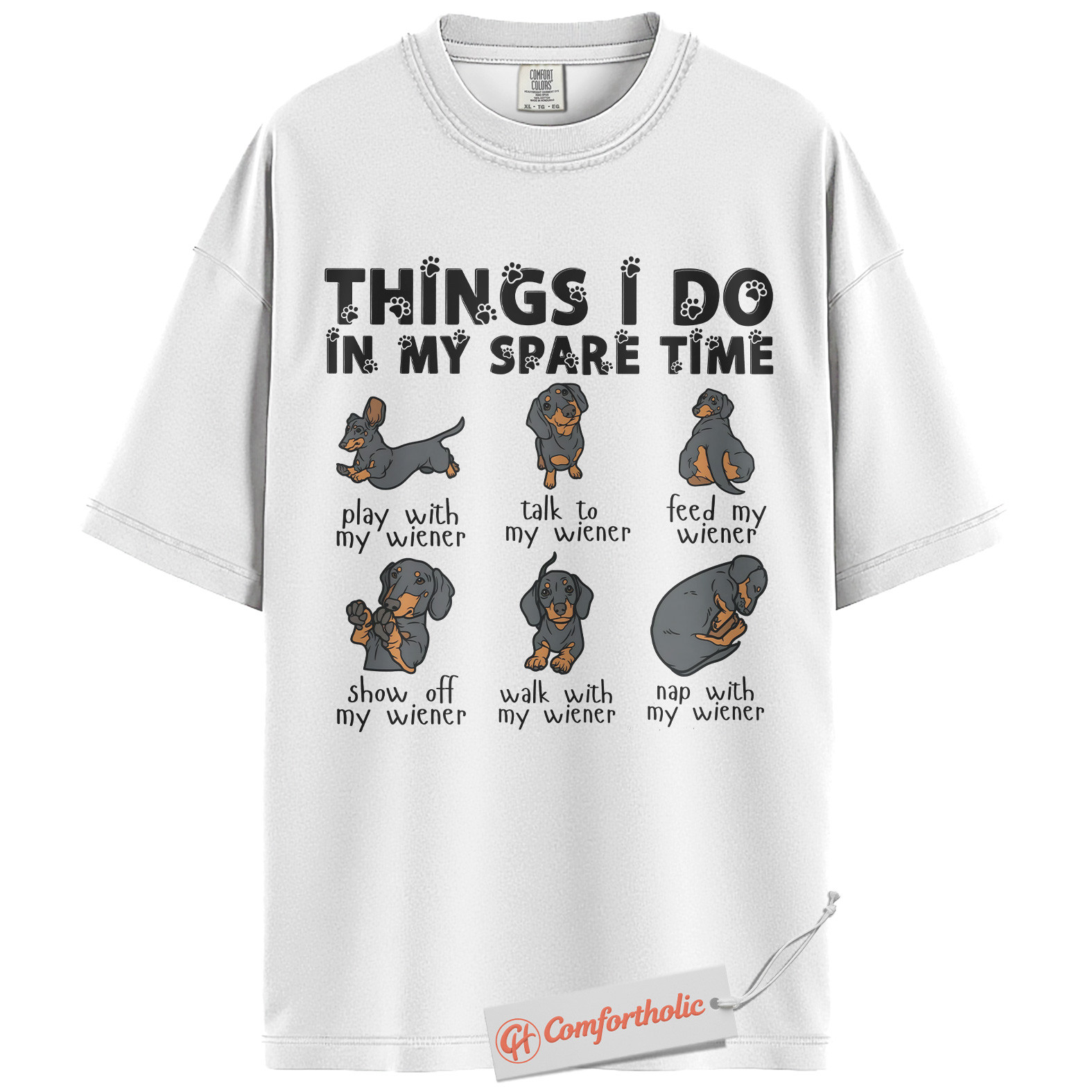 Dachshund Lover Shirt, Funny Wiener Dog T-Shirt, Things I Do in My Spare Time Tee, Cute Pet Humor Comfort Colors Shirt - Image 2