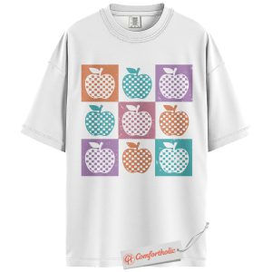 Alternative view of Trendy Teacher Shirt, Retro Apple Graphic T-Shirt, Back to School Tee, Colorful Education Comfort Colors Shirt