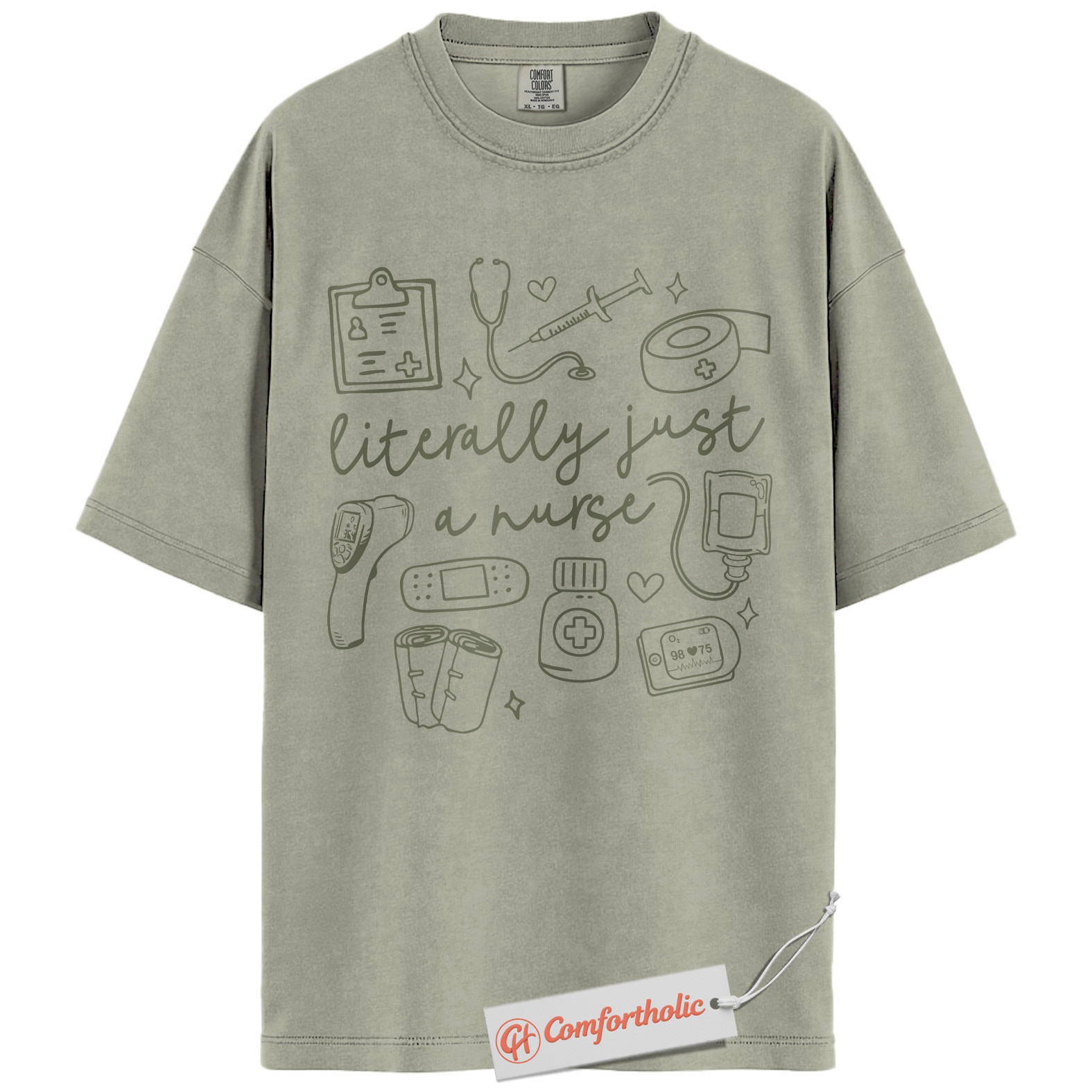 Literally Just a Nurse Shirt, Funny Nurse T-Shirt, Cute Medical Worker Tee, Healthcare Graphic Comfort Colors Shirt - Image 7