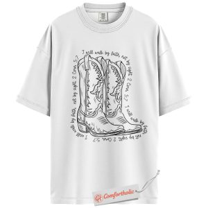 Alternative view of Walk by Faith Shirt, 2 Corinthians 5:7 Bible Verse Tee, Cowgirl Christian T-Shirt, Western Comfort Colors Shirt
