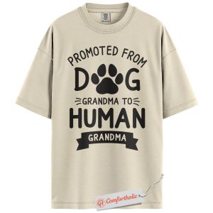 Promoted to Human Grandma Shirt, Funny Dog Lover Tee, New Grandma Announcement T-Shirt, Pregnancy Reveal Comfort Colors Shirt