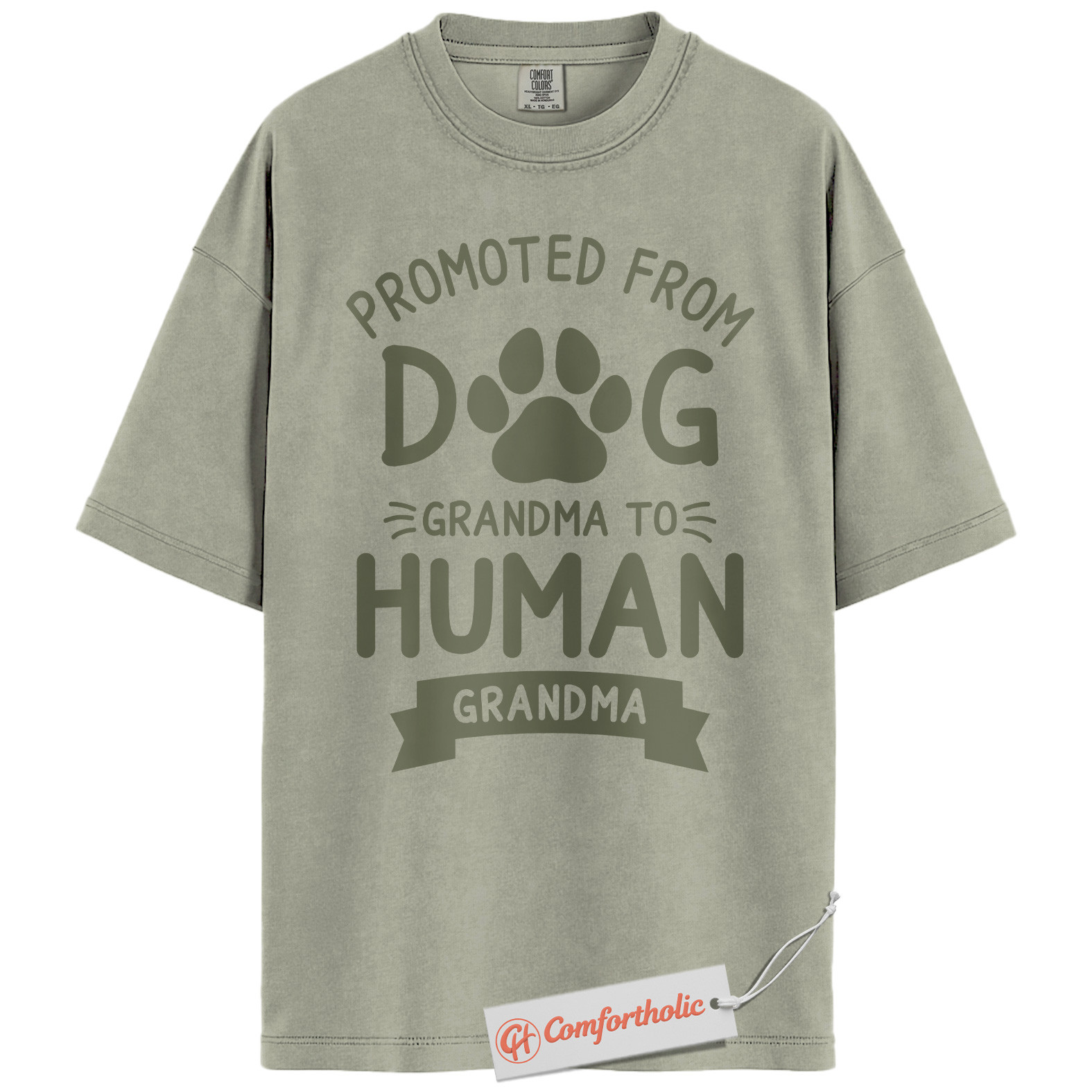 Promoted to Human Grandma Shirt, Funny Dog Lover Tee, New Grandma Announcement T-Shirt, Pregnancy Reveal Comfort Colors Shirt - Image 6