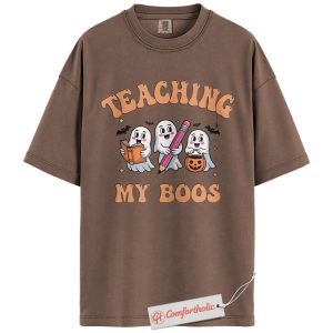 Teaching My Boos Shirt, Cute Ghost Teacher T-Shirt, Funny Spooky Classroom Graphic Tee, Fall Gift for Educators, Halloween Comfort Colors Shirt