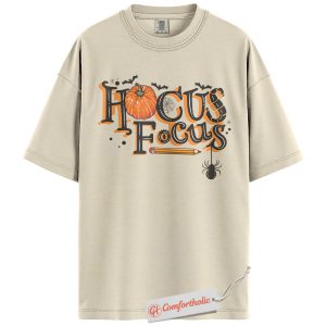 Hocus Focus Shirt, Cute Halloween Teacher T-Shirt, Funny Pumpkin and Spider Graphic Tee, Spooky Classroom Fall Gift, Education Comfort Colors Shirt