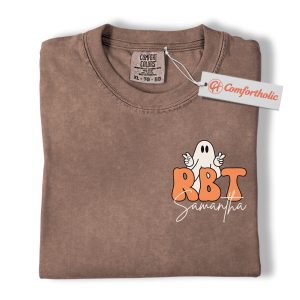 Custom RBT Halloween Shirt, Personalized Registered Behavior Technician T-Shirt with Name, Cute Ghost Graphic Work Tee, Spooky Fall Gift, Halloween Comfort Colors Shirt