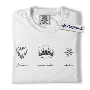 Alternative view of Fireheart Cursebreaker Starborn Shirt, ACOTAR Throne of Glass Crescent City T-Shirt, Sarah J Maas Bookish Tee, Fantasy Court Symbol Graphic Comfort Colors Shirt