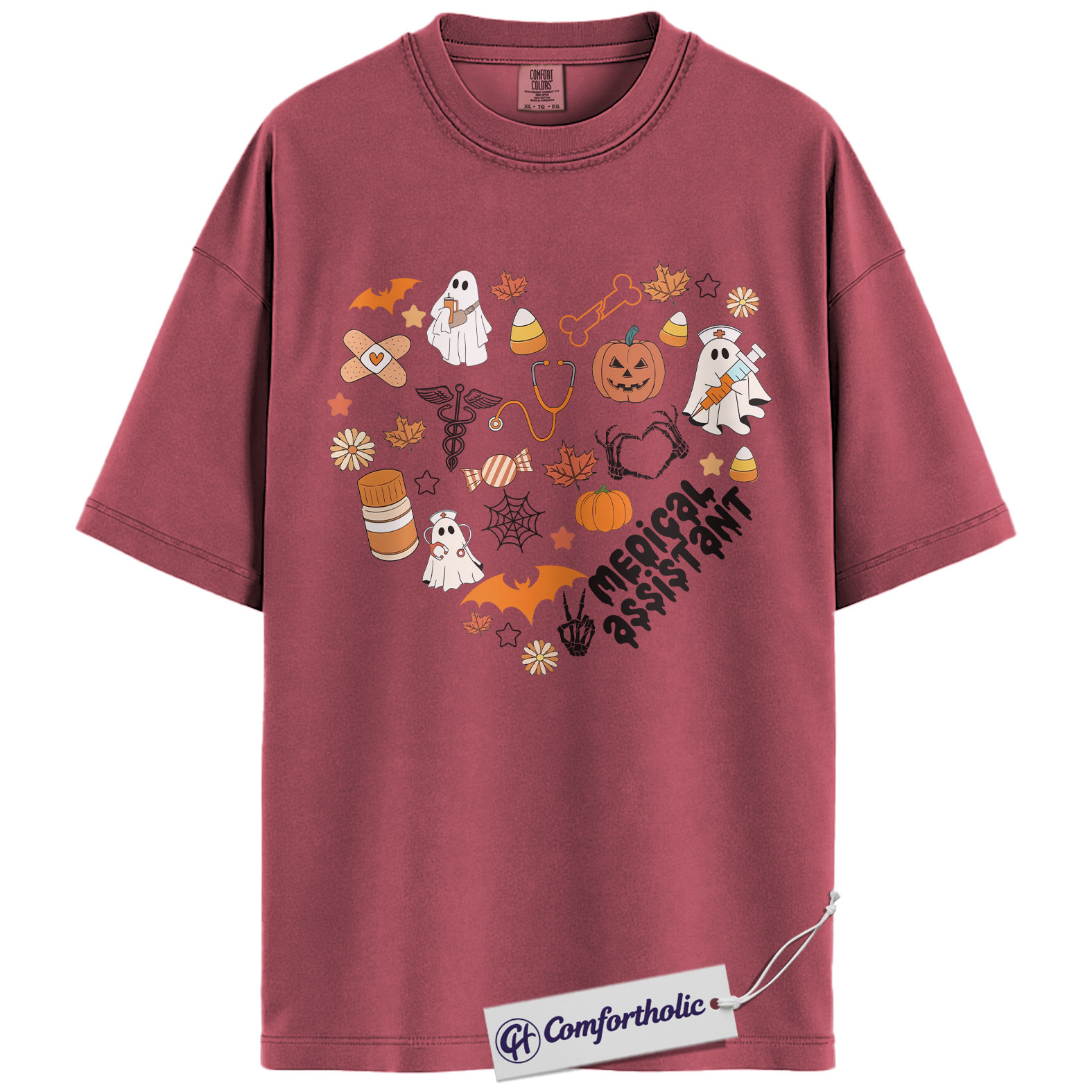 Halloween Medical Assistant Shirt, Cute Ghost Pumpkin MA T-Shirt, Spooky Healthcare Worker Graphic Tee, Funny Halloween Comfort Colors Shirt - Image 18