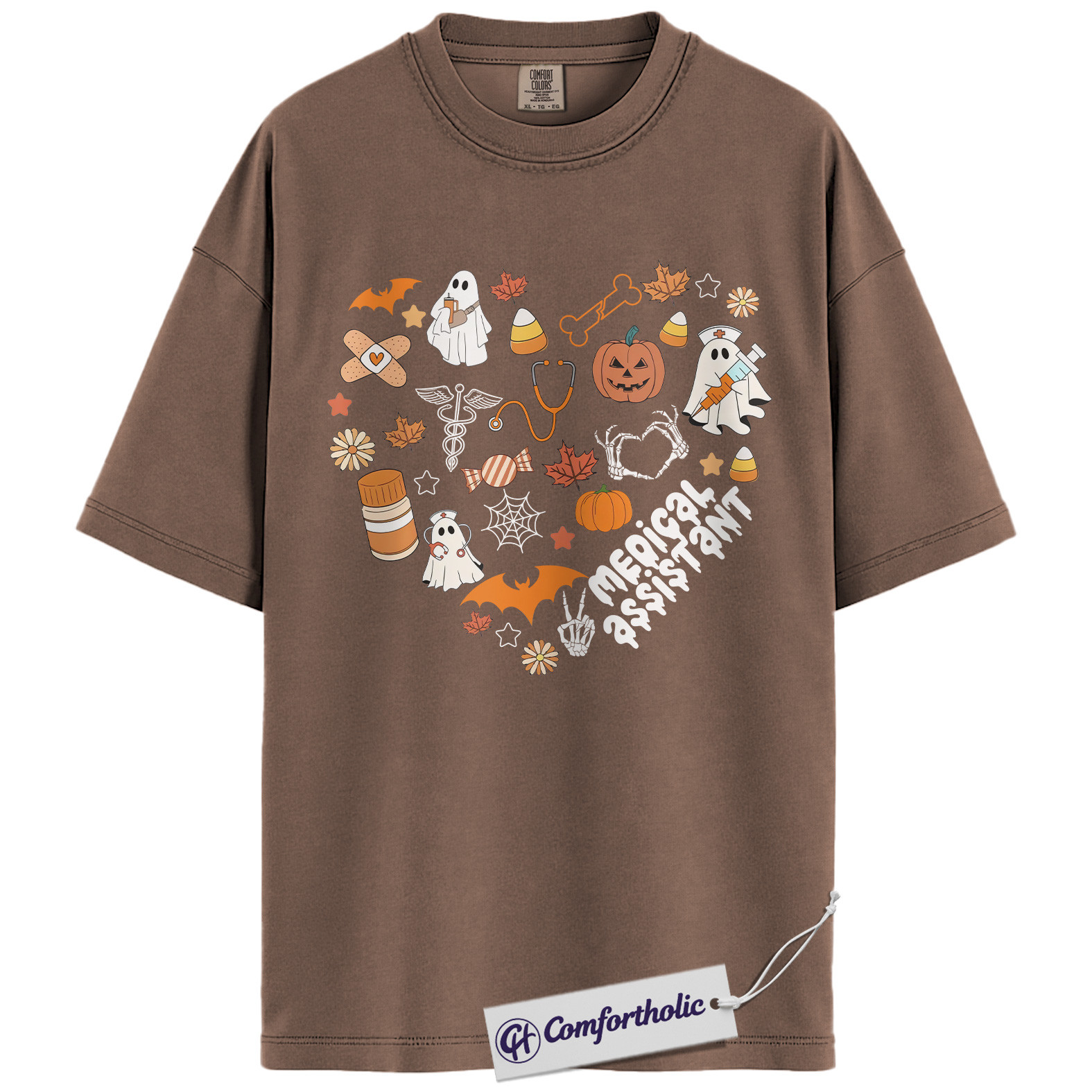 Halloween Medical Assistant Shirt, Cute Ghost Pumpkin MA T-Shirt, Spooky Healthcare Worker Graphic Tee, Funny Halloween Comfort Colors Shirt - Image 19