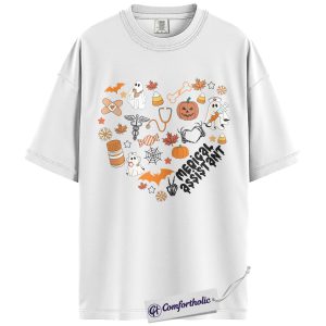 Alternative view of Halloween Medical Assistant Shirt, Cute Ghost Pumpkin MA T-Shirt, Spooky Healthcare Worker Graphic Tee, Funny Halloween Comfort Colors Shirt