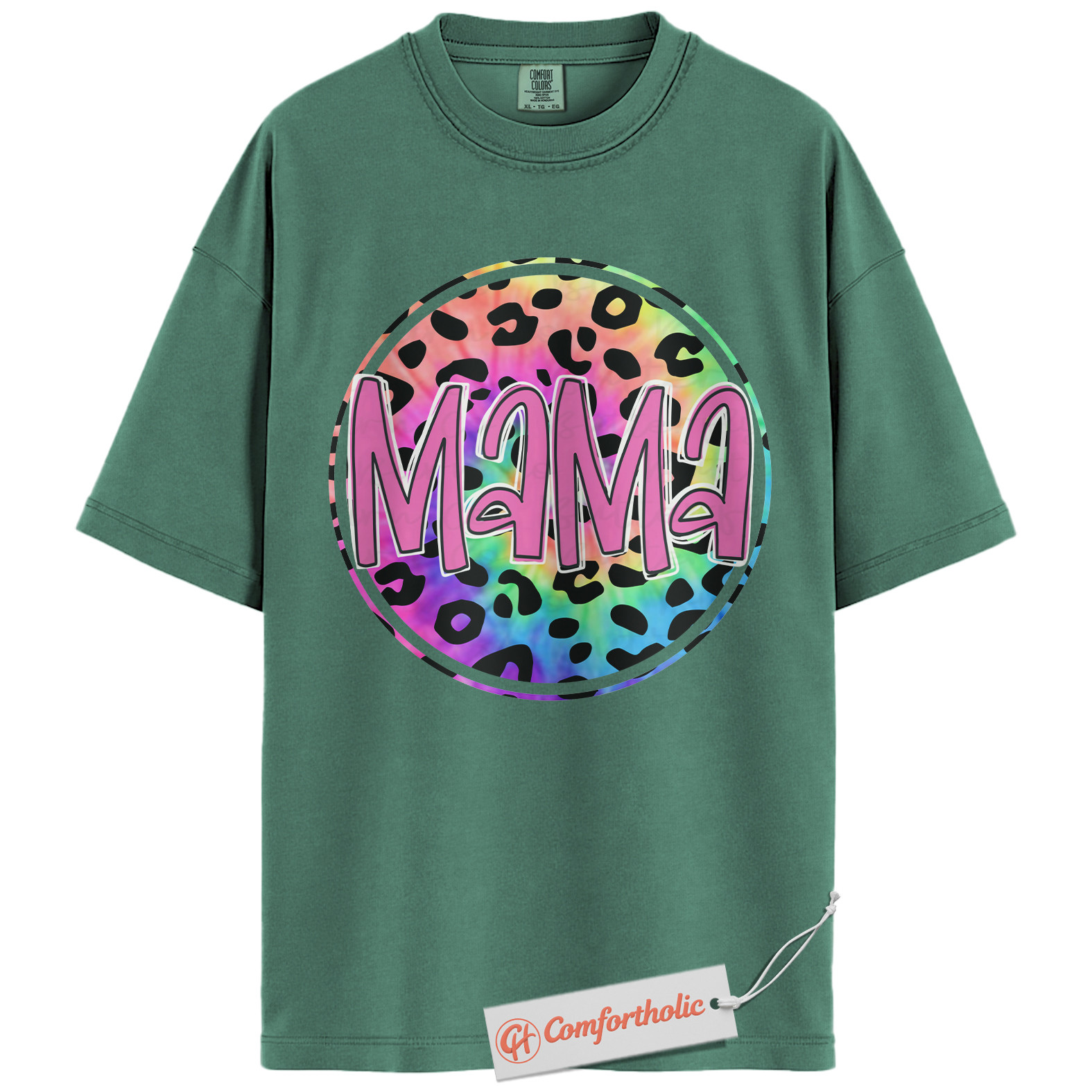 Leopard Print Mama Shirt, Cute Rainbow Graphic T-Shirt, Cute Mom Life Tee, Trendy Mother’s Day Gift, Family Comfort Colors Shirt - Image 10