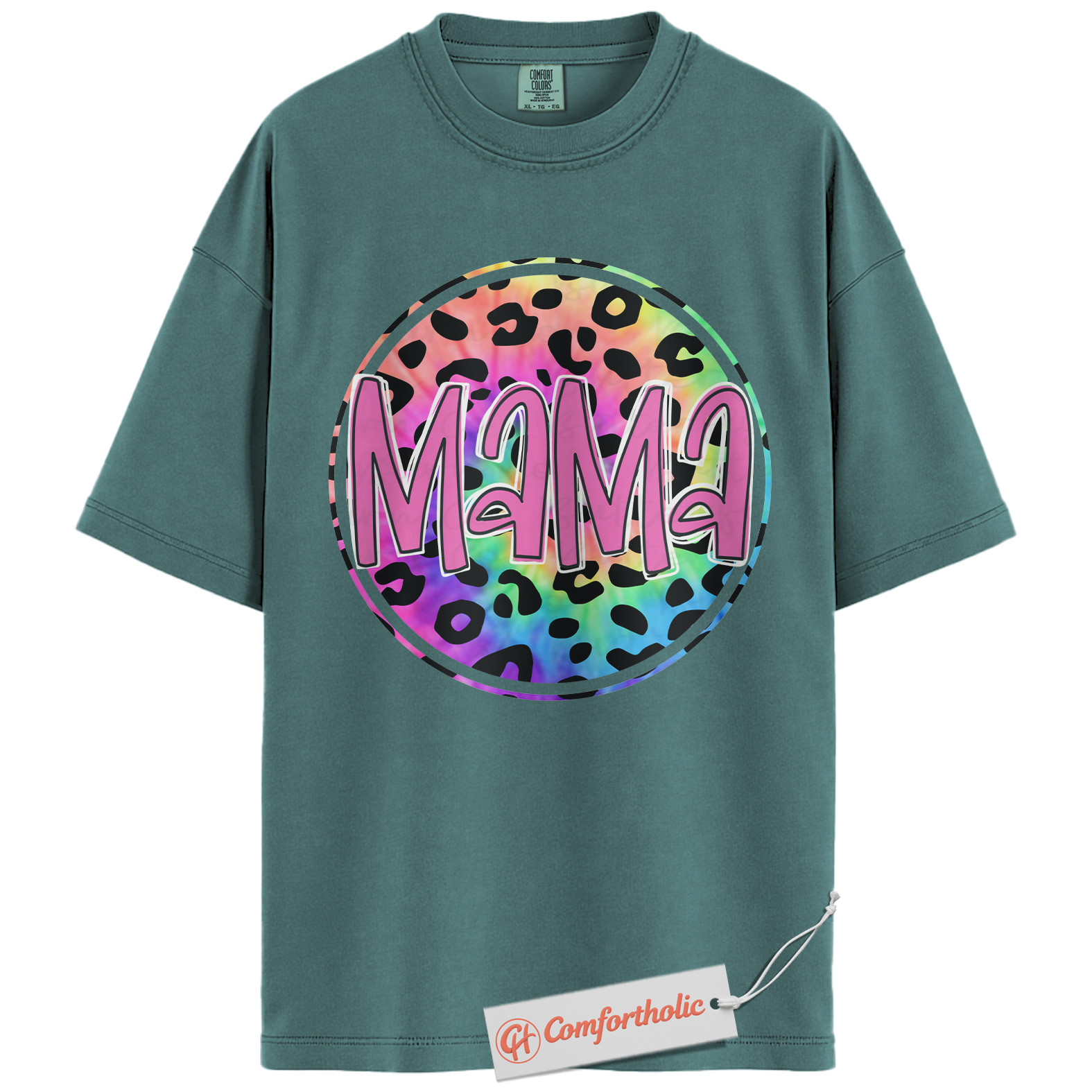 Leopard Print Mama Shirt, Cute Rainbow Graphic T-Shirt, Cute Mom Life Tee, Trendy Mother’s Day Gift, Family Comfort Colors Shirt - Image 11