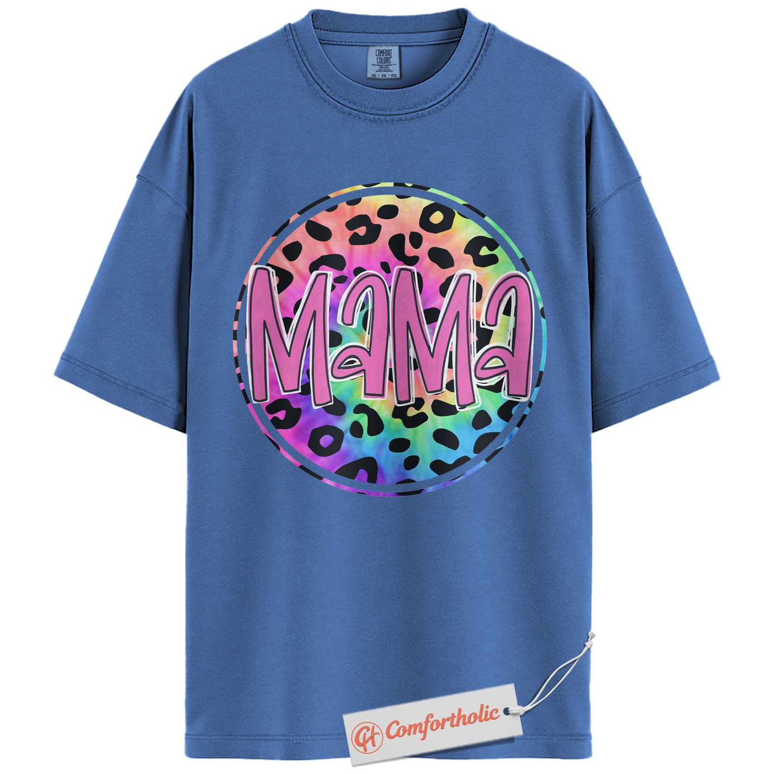 Leopard Print Mama Shirt, Cute Rainbow Graphic T-Shirt, Cute Mom Life Tee, Trendy Mother’s Day Gift, Family Comfort Colors Shirt - Image 12