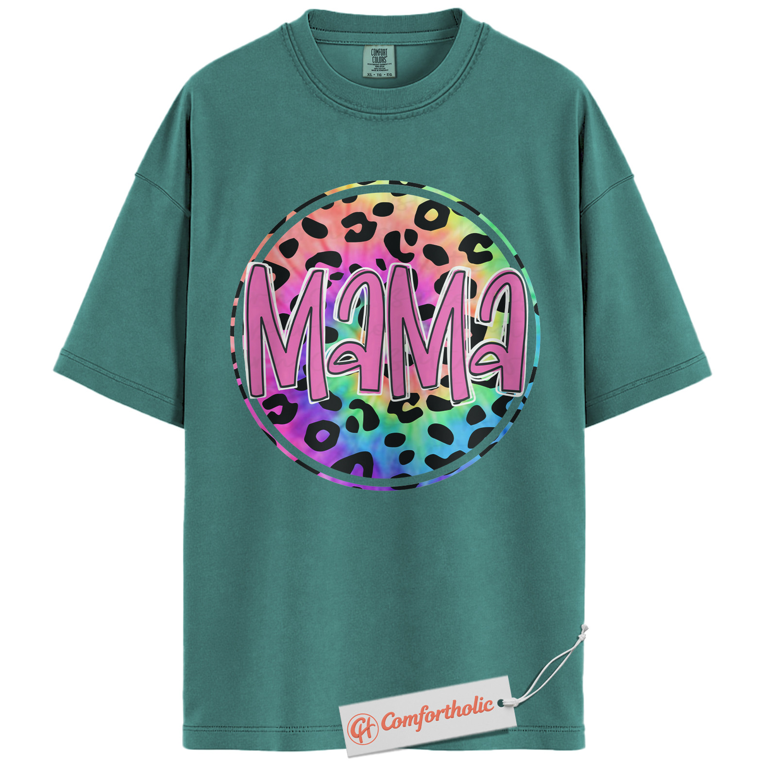 Leopard Print Mama Shirt, Cute Rainbow Graphic T-Shirt, Cute Mom Life Tee, Trendy Mother’s Day Gift, Family Comfort Colors Shirt - Image 13