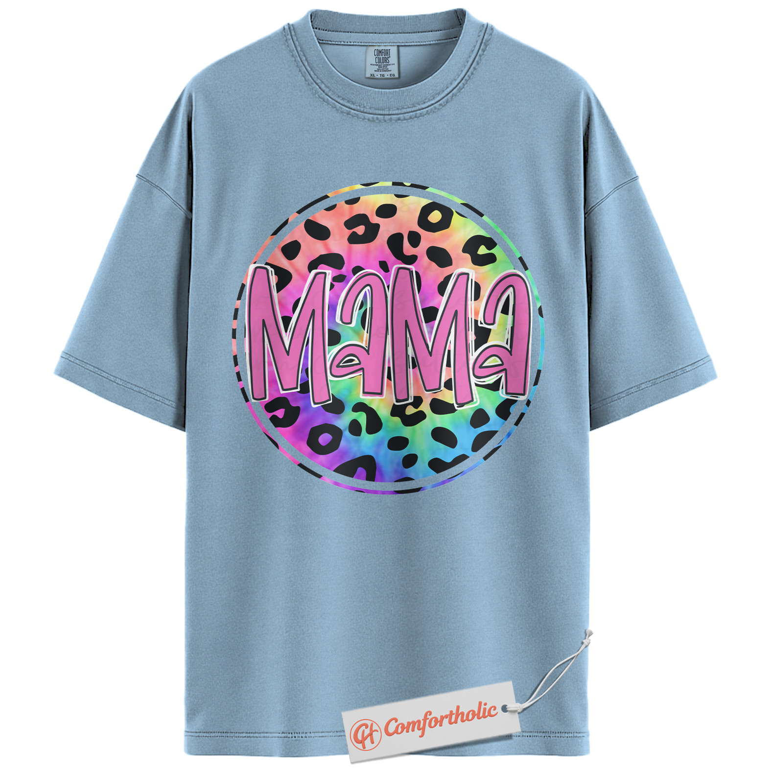 Leopard Print Mama Shirt, Cute Rainbow Graphic T-Shirt, Cute Mom Life Tee, Trendy Mother’s Day Gift, Family Comfort Colors Shirt - Image 14