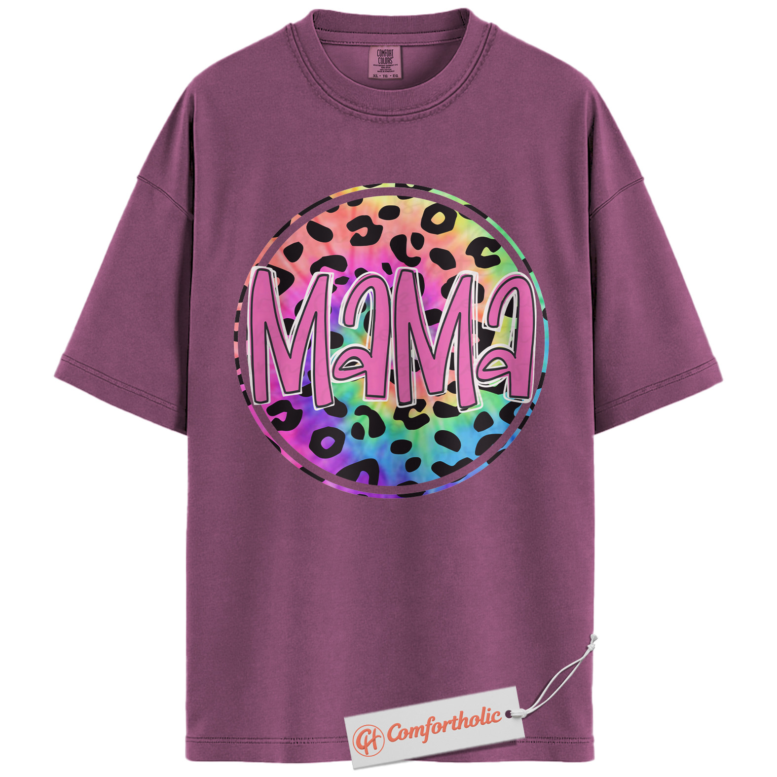 Leopard Print Mama Shirt, Cute Rainbow Graphic T-Shirt, Cute Mom Life Tee, Trendy Mother’s Day Gift, Family Comfort Colors Shirt - Image 15