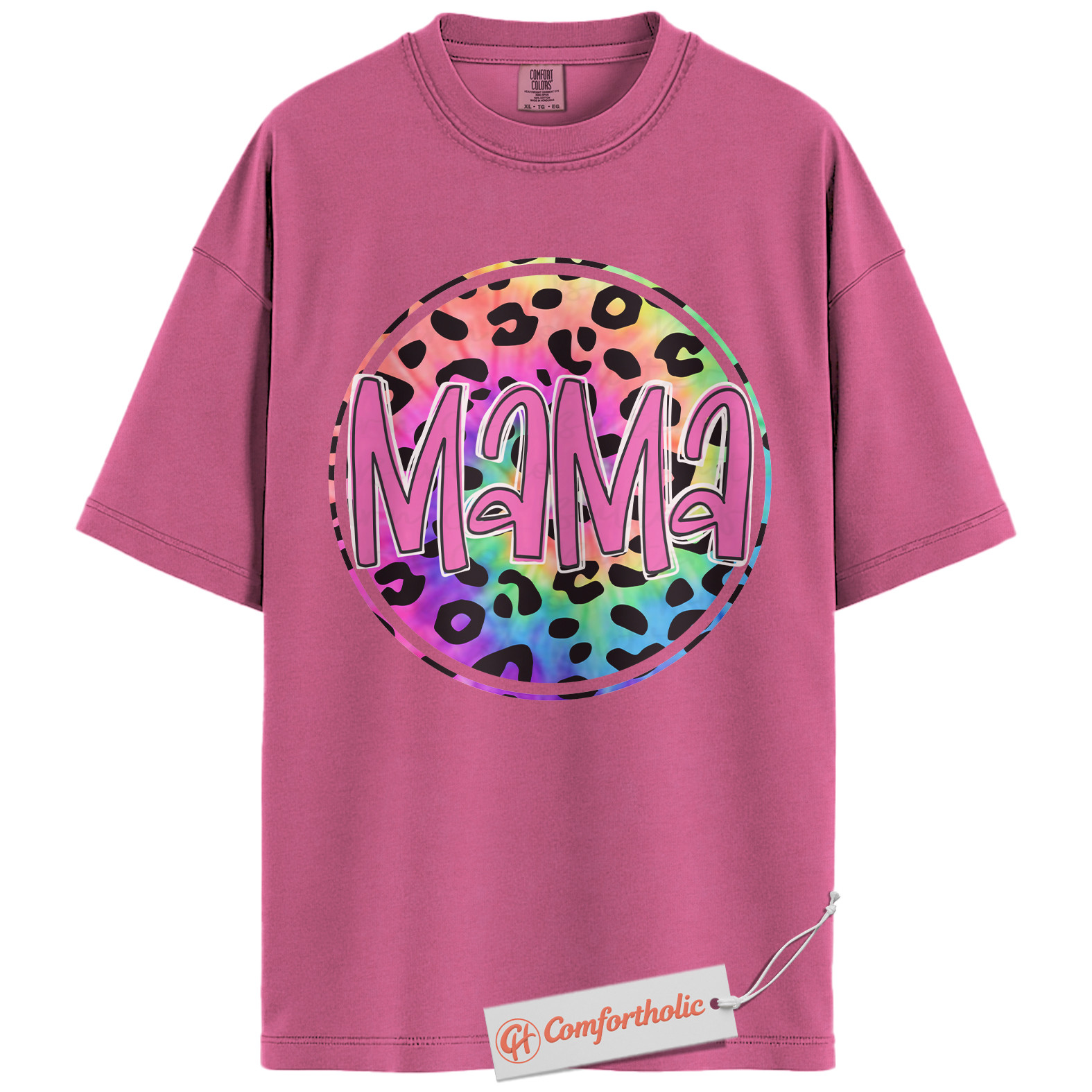 Leopard Print Mama Shirt, Cute Rainbow Graphic T-Shirt, Cute Mom Life Tee, Trendy Mother’s Day Gift, Family Comfort Colors Shirt - Image 16