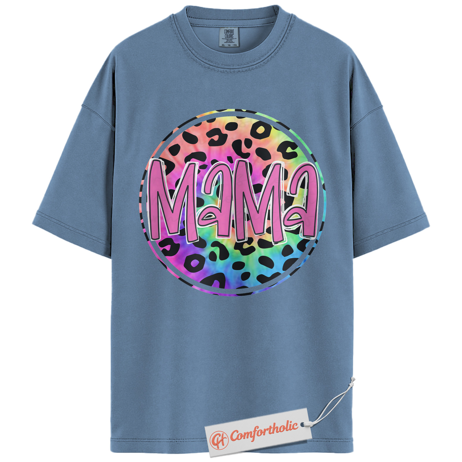 Leopard Print Mama Shirt, Cute Rainbow Graphic T-Shirt, Cute Mom Life Tee, Trendy Mother’s Day Gift, Family Comfort Colors Shirt - Image 17