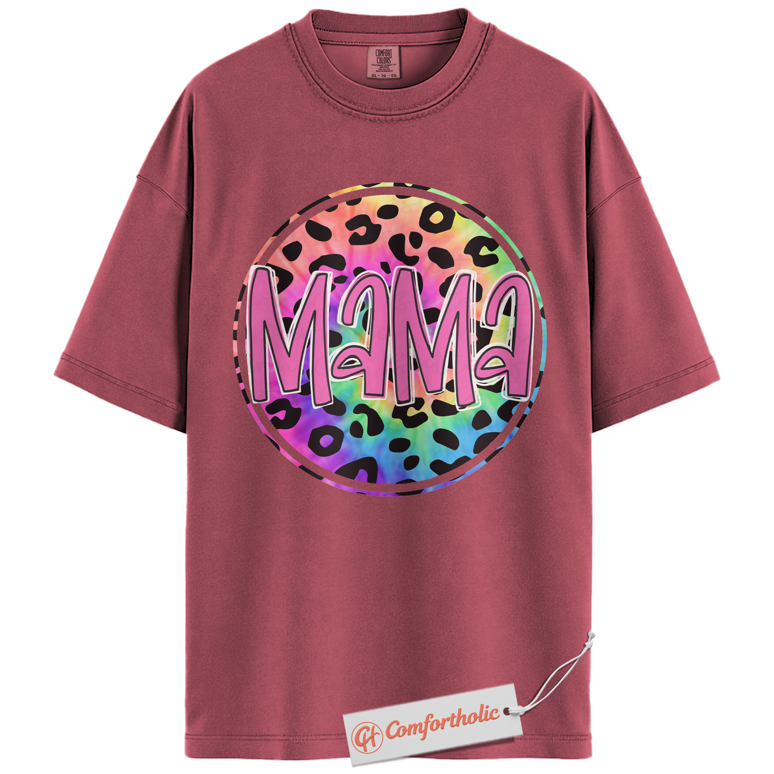 Leopard Print Mama Shirt, Cute Rainbow Graphic T-Shirt, Cute Mom Life Tee, Trendy Mother’s Day Gift, Family Comfort Colors Shirt - Image 18